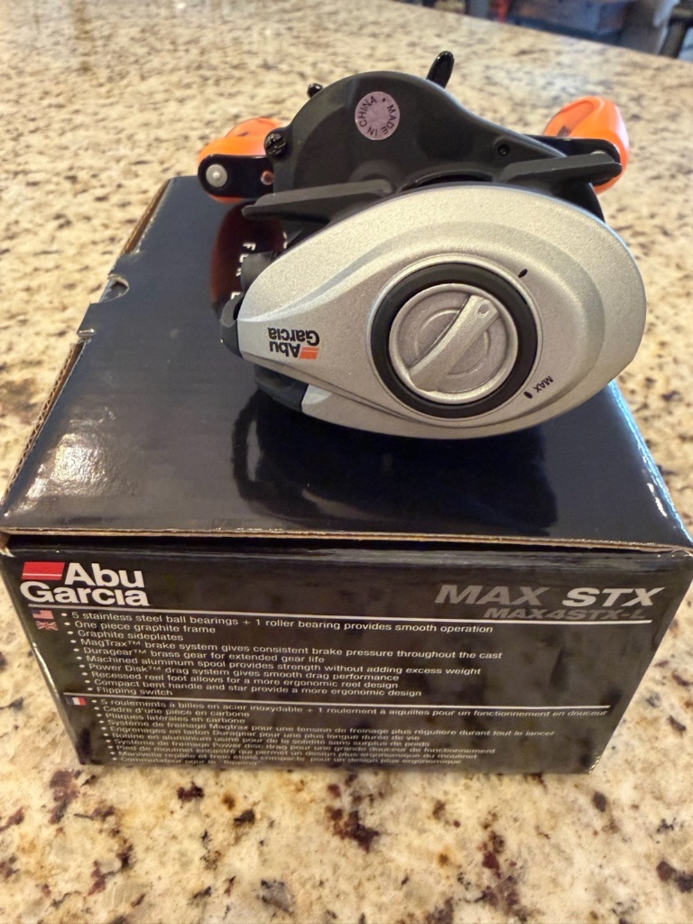 Abu Garcia MAX STX Silver and Orange Left Bait caster fishing Reel - Picture 6 of 6